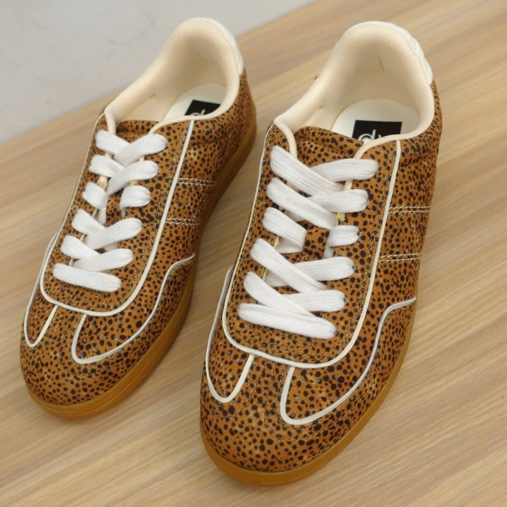 Indie Leopard Sneaker Shoes Womens 6 Tan Retro Y2K Cheetah Low Top DV Dolce Vita